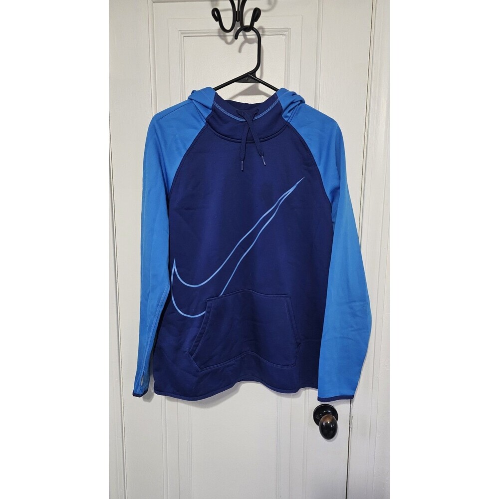 Women's Nike Therma-Fit All Time Blue Hoodie JDI Swoosh Pullover L Large